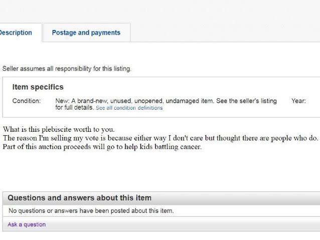 The seller suggest they will give some of the money to charity. Source: eBay