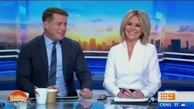 Karl hosted Today for his final year alongside current anchor Georgie Gardner. Photo: Channel Nine 