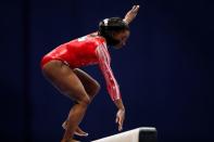 Simone Biles at the U.S. Women's Olympic Gymnastics trials in St Louis