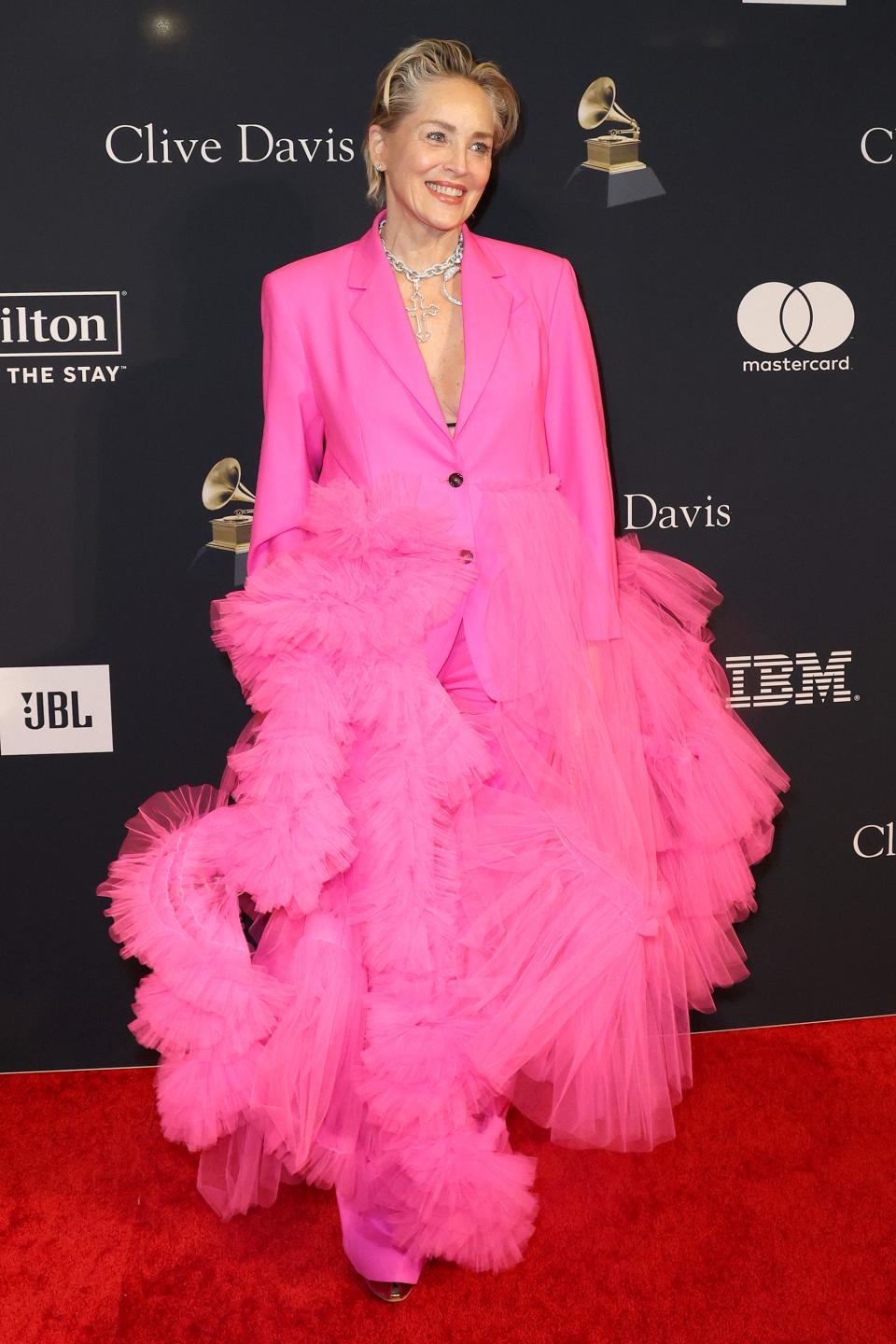 Sharon Stone attends the pre-Grammys gala on February 4, 2023, in Beverly Hills, California.