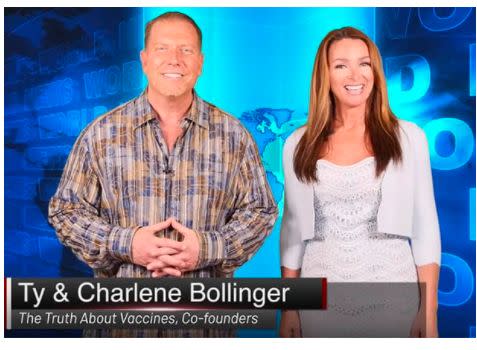 Tennessee couple Ty and Charlene Bollinger's films questioning mainstream medicine have raked in millions. The couple, who promote themselves as devoted Christian parents and health researchers, now preach against the coronavirus shots. (Photo: Screenshot from thetruthaboutvaccines.com)