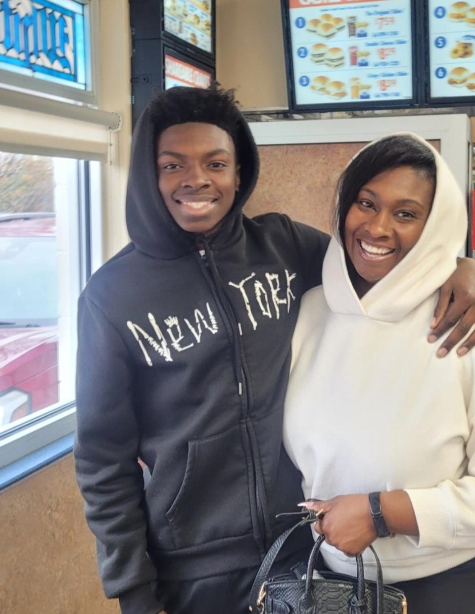 Zaire Person poses with his aunt, Brittany Borders. Person, 15, was fatally shot April 6, 2023, in Augusta, Georgia.