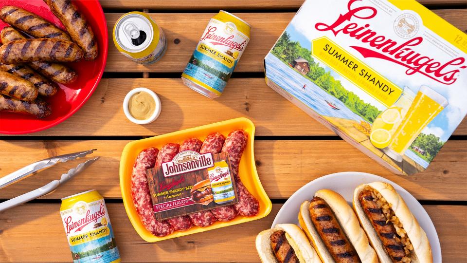 The new Summer Shandy Beer Brat, a Johnsonville fresh grilling sausage infused with Leinenkugel’s Summer Shandy beer.