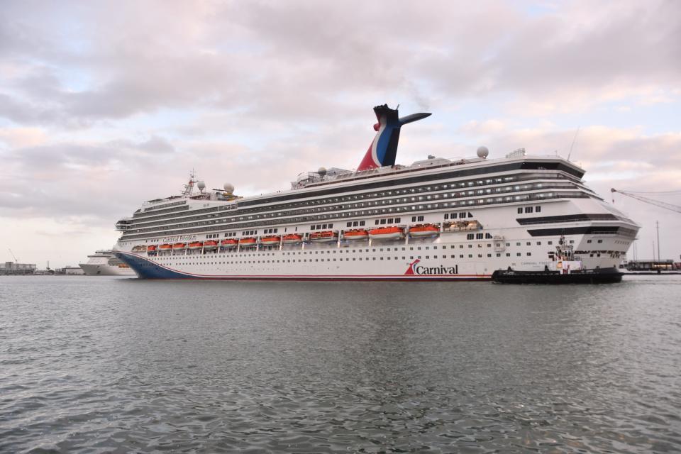 The Carnival Freedom came into Port Canaveral at 7:30 Monday morning. The smoke stack of the ship was damaged on its last cruise. Carnival is cancelling the shipÕs next two cruises to make repairs.