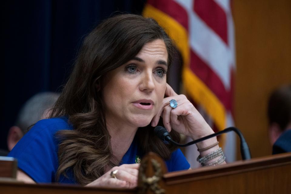 Committee Chair Rep. Nancy Mace, R-S.C., speaks during a committee on House Administration Oversight Subcommittee and House Committee on Oversight and Accountability Cybersecurity, Information Technology, and Government Innovation Subcommittee joint hearing Wednesday, April 19, 2023, on Capitol Hill in Washington.