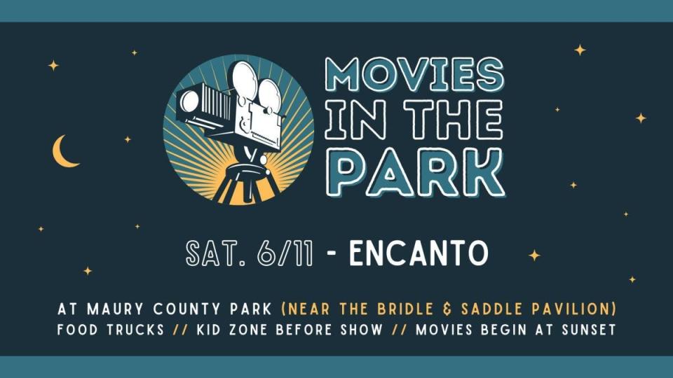 Maury County Parks and Recreation will host its annual Movies in The Park at Maury County Park this Saturday, featuring "Encanto" starting at 7 p.m.