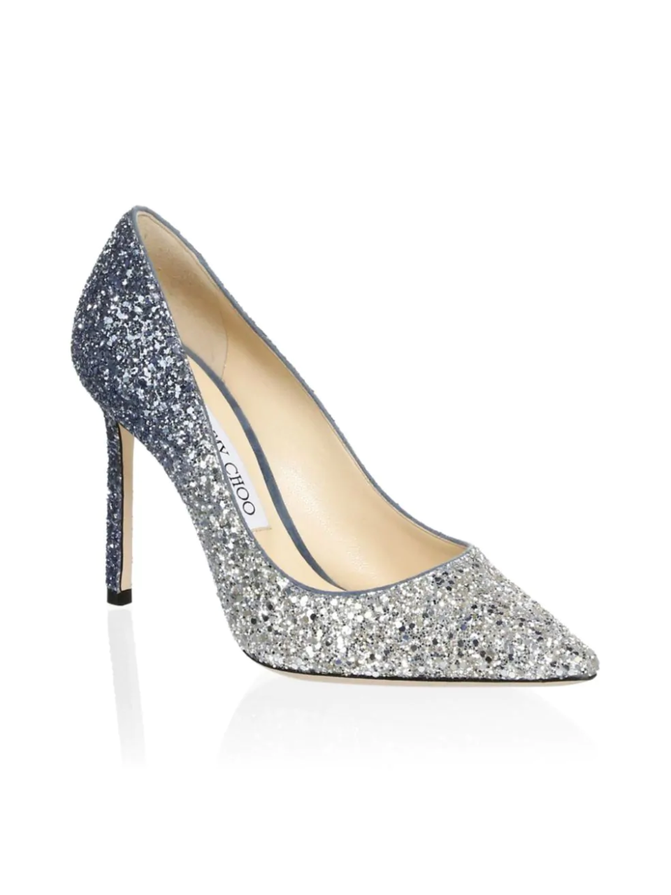 Jimmy Choo Romy Glitter Pumps. Image via Saks Fifth Avenue)