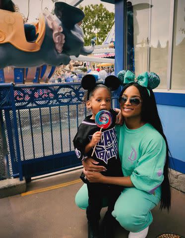 <p>Ciara/Instagram</p> Ciara's son Win also tucked into a lollipop at Disneyland