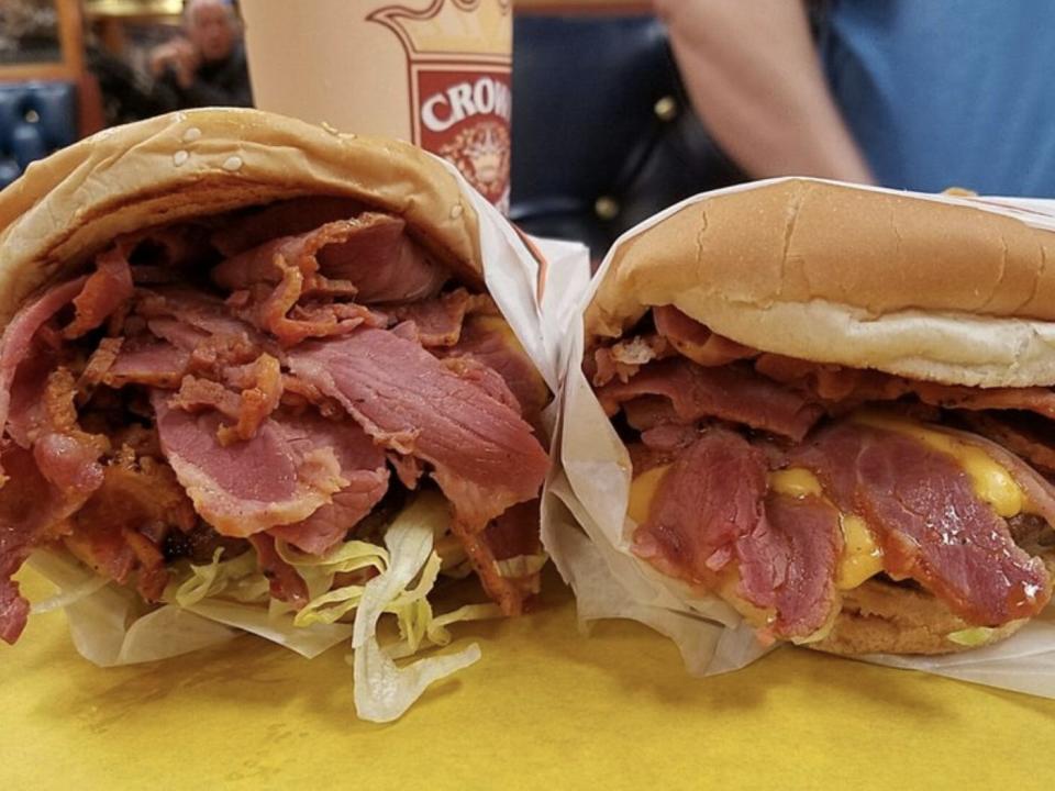 pastrami burgers on a plate