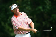 GREENSBORO, NC - AUGUST 18: Davis Love III watches his tee shot on the fourth hole during the third round of the Wyndham Championship at Sedgefield Country Club on August 18, 2012 in Greensboro, North Carolina. (Photo by Hunter Martin/Getty Images)