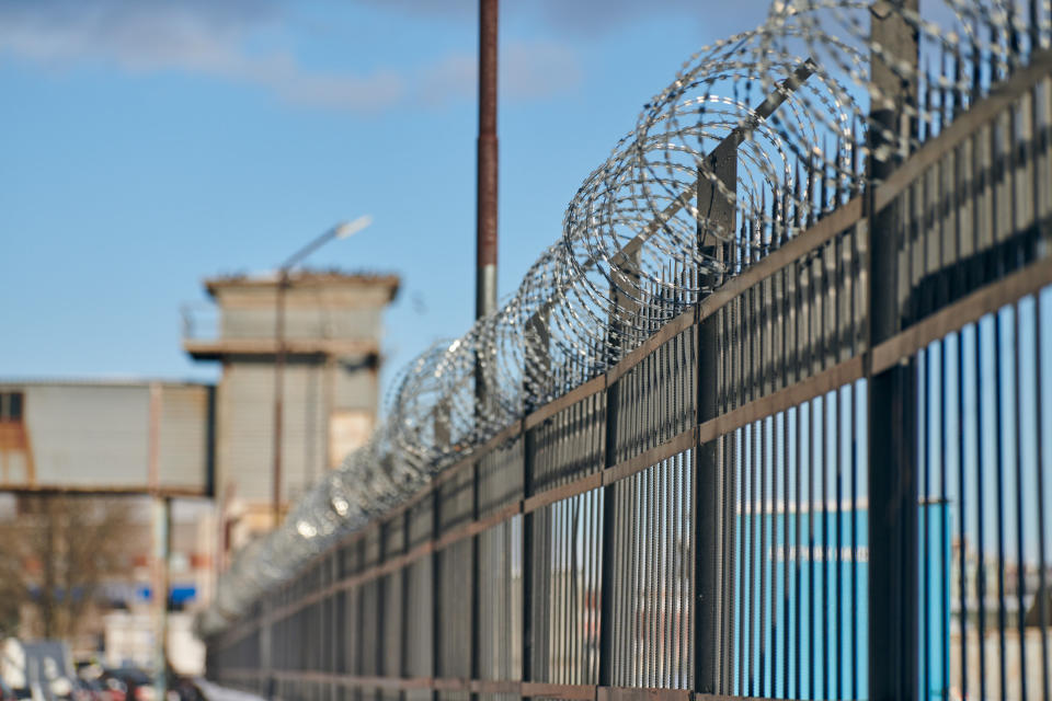 a barbed wire fence