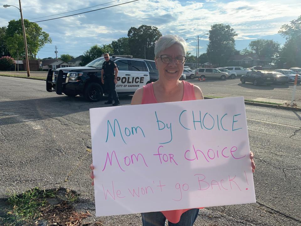 A marcher and her sign at the March for Women's Reproductive Rights.