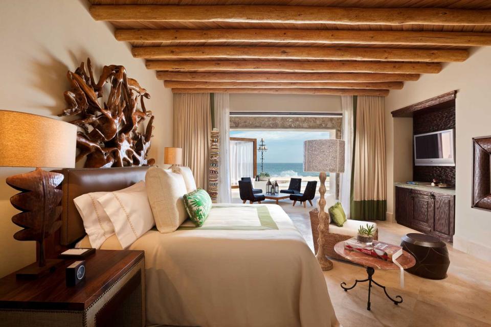 Bedroom of the Presidential Suite at the Waldorf Astoria Los Cabos hotel in Mexico