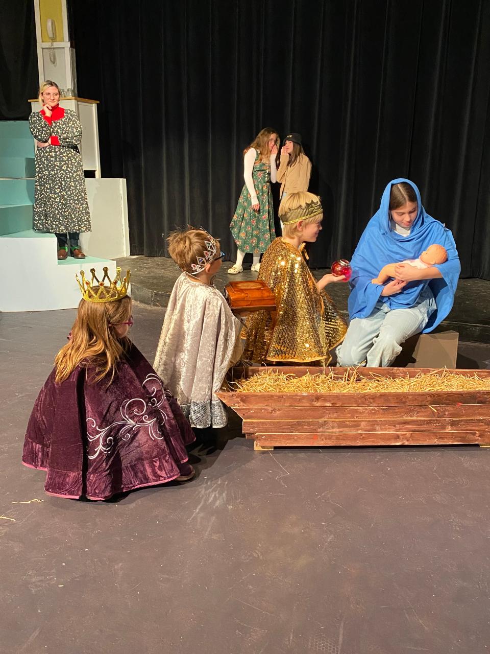 Cast members from "The Best Christmas Pageant Ever" include, front, left to right, Camille Evans, Paxton Glidden, Charlie Tobin, Calla Pearson and back row, left to right, Sam Park, Maddy Hilley and Mia Nadeau.