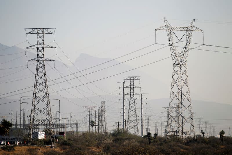 FILE PHOTO: General view shows high voltage power lines owned by Mexico's state-run electric utility known as the CFE, in Santa Catarina