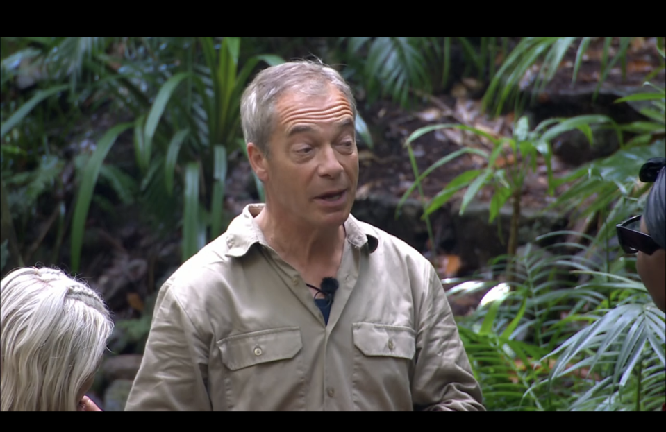 I'm A Celebrity's Nigel Farage said Nella Rose wasn't listening to him (ITV screengrab)