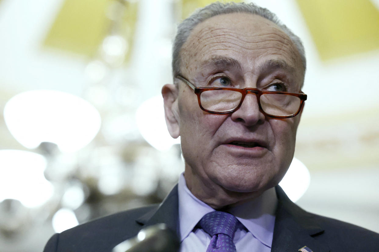 Le patron de la majorité démocrate au Sénat américain, Chuck Schumer, ici photographié le 20 mars 2024 au Capitole de Washington.