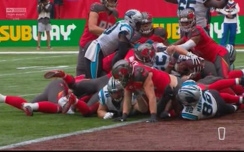 McCaffrey with the TD - Credit: Sky Sports