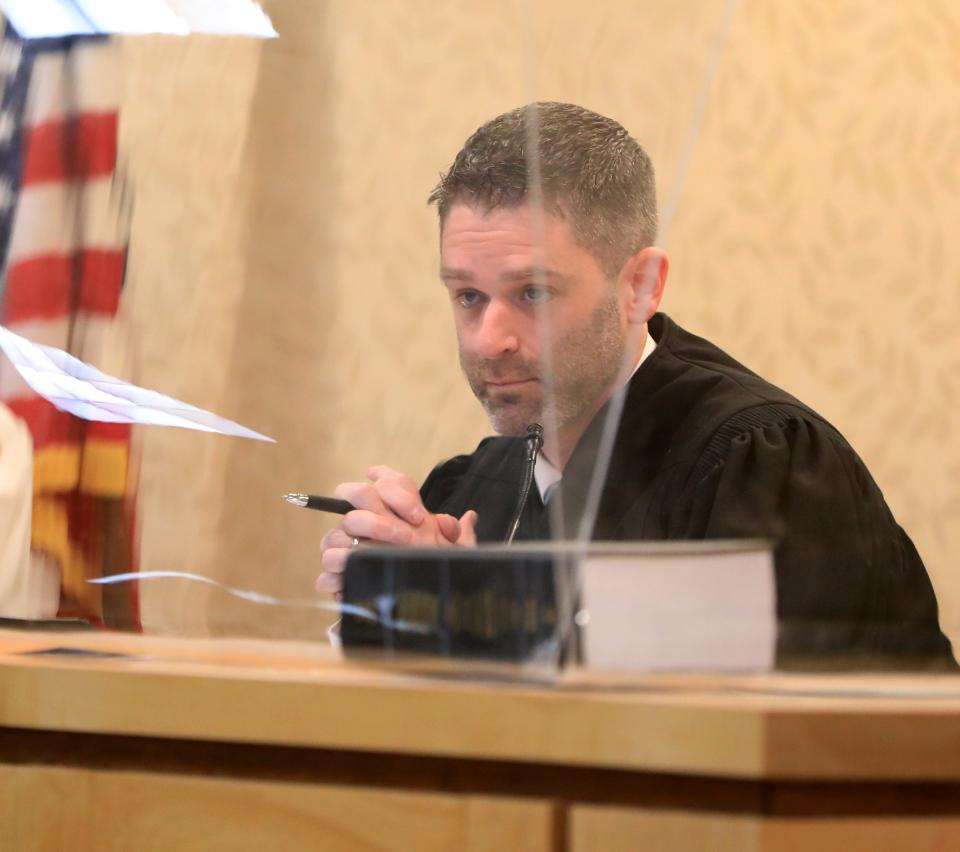 Hon. Peter Green, justice for the Town of Wallkill speaks during a hearing for Edward Holley in Middletown on April 26, 2023.