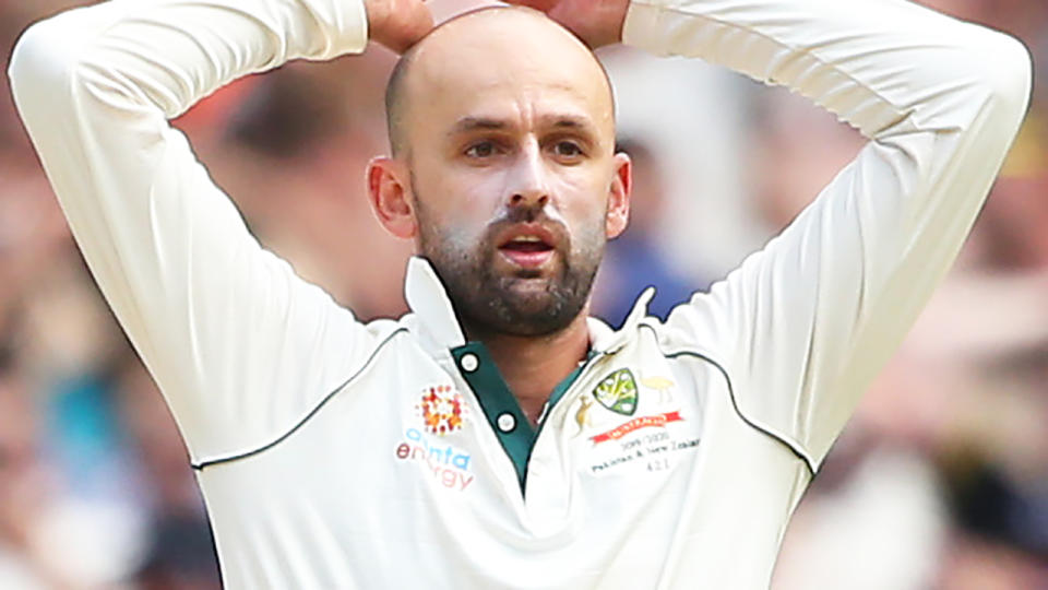 Nathan Lyon, pictured here in action for Australia. (Photo by Mike Owen/Getty Images)