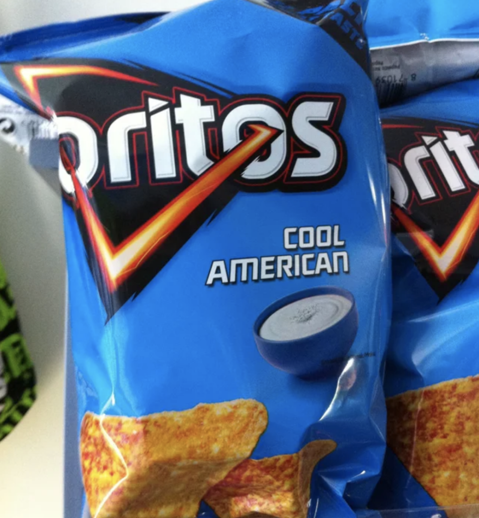 A bag of "Cool American" Doritos