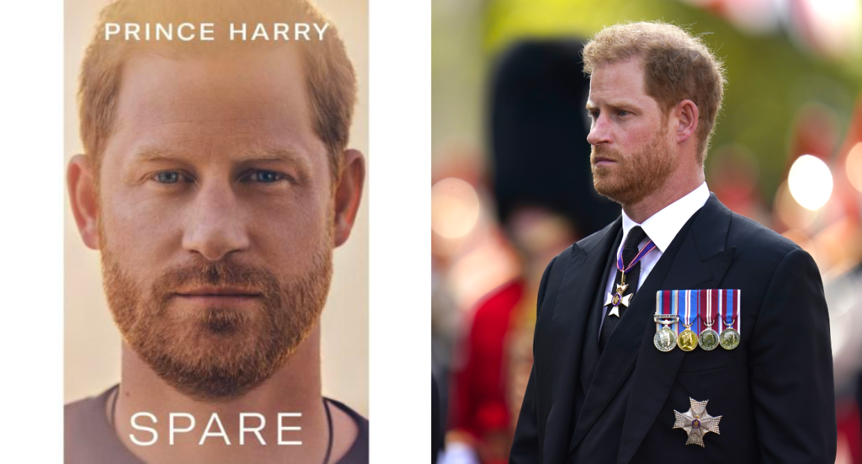 What you need to know about Prince Harry's new memoir, Spare. (Photo by Andrew Matthews/PA Images via Getty Images, Penguin Random House)