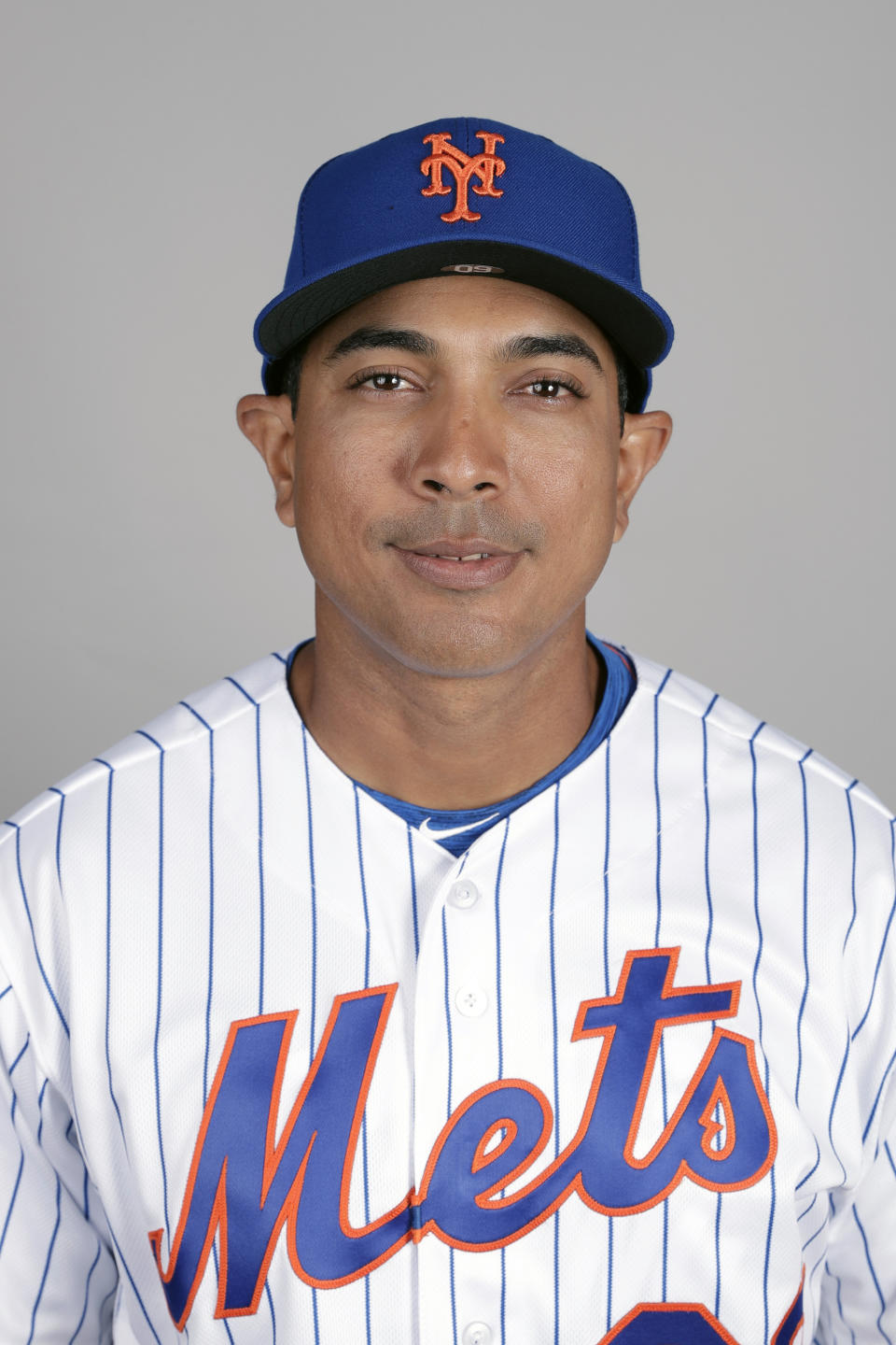 FILE - This is a 2019 photo showing Luis Rojas of the New York Mets baseball team. The New York Mets are finalizing a multiyear agreement with quality control coach Luis Rojas to make him the team’s new manager, general manager Brodie Van Wagenen said Wednesday, Jan. 22, 2020. Rojas would replace Carlos Beltrán, who left the team last week before managing a single game as part of the fallout from the Houston Astros' sign-stealing scandal. (AP Photo/John Raoux, File)