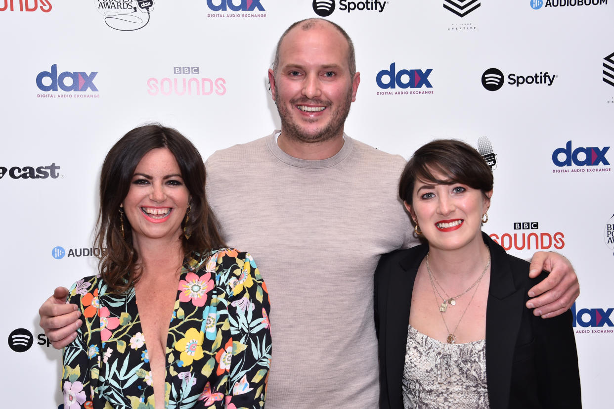 Deborah James, Steve Bland and Lauren Mahon attending the British Podcast Awards, at King's Place in London. Picture date: Saturday May 18, 2019. Photo credit should read: Matt Crossick/Empics