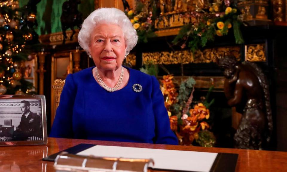 The Queen posing for a photograph after recording her annual Christmas Day message in 2019.