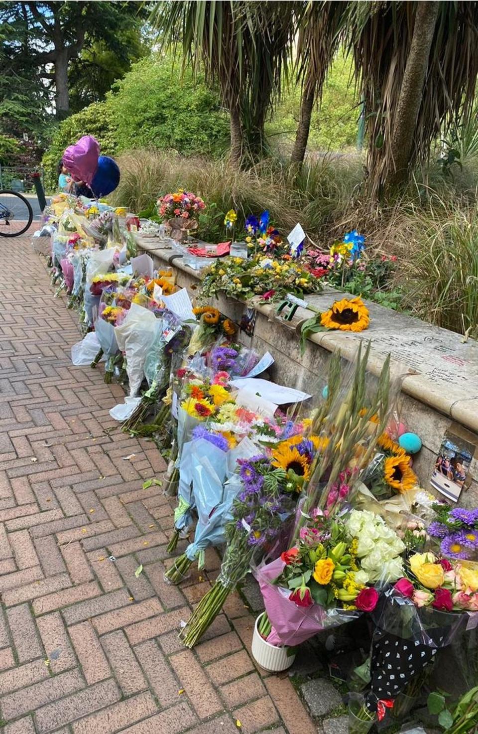 Flowers at the spot Cameron was killed in Bournemouth town centre in August 2023 (Supplied)