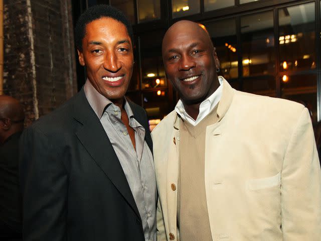 <p>Barry Brecheisen/WireImage</p> Scottie Pippen and Michael Jordan