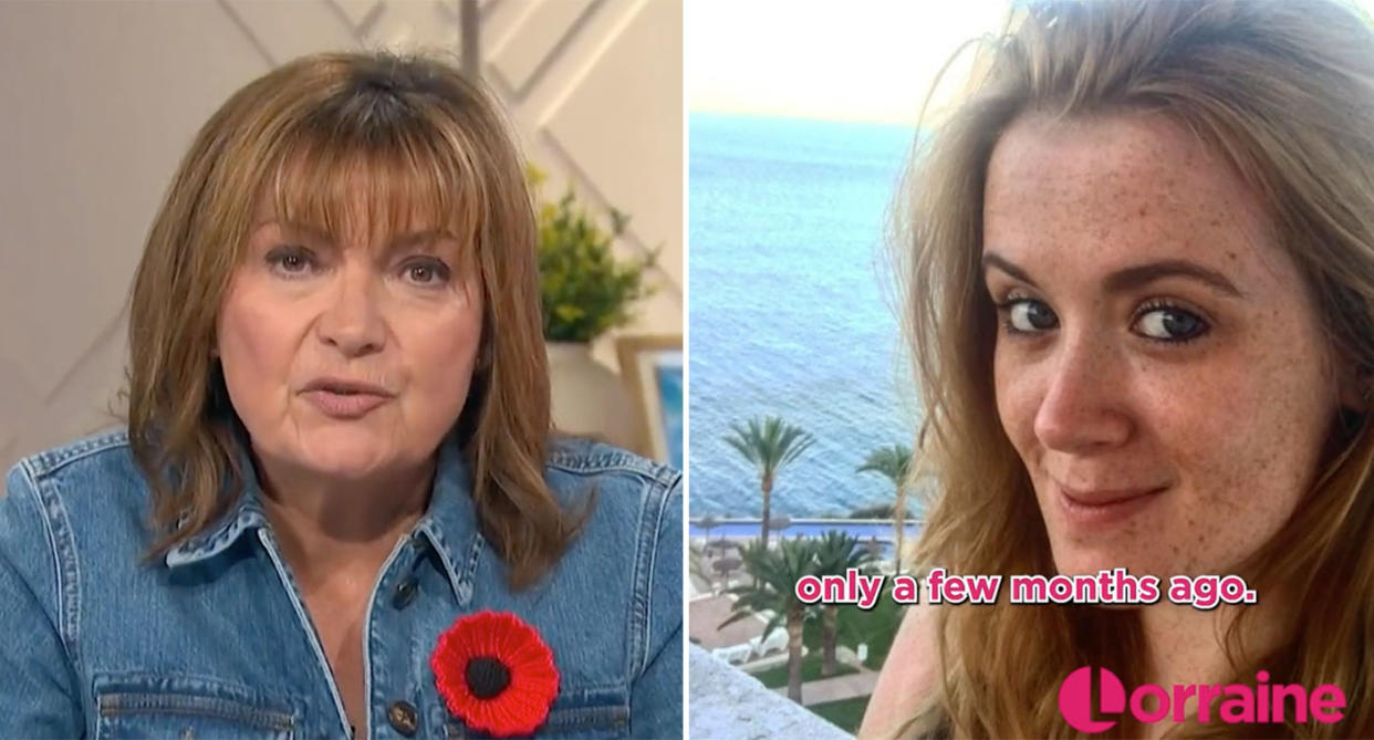 Lorraine shared the sad news about Hannah Hawkins on her TV show. (ITV)