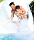 <p>Mario Lopez and son Santino hit the water slide while on vacation at the Beaches Resort in Turks and Caicos on Dec. 19. </p>