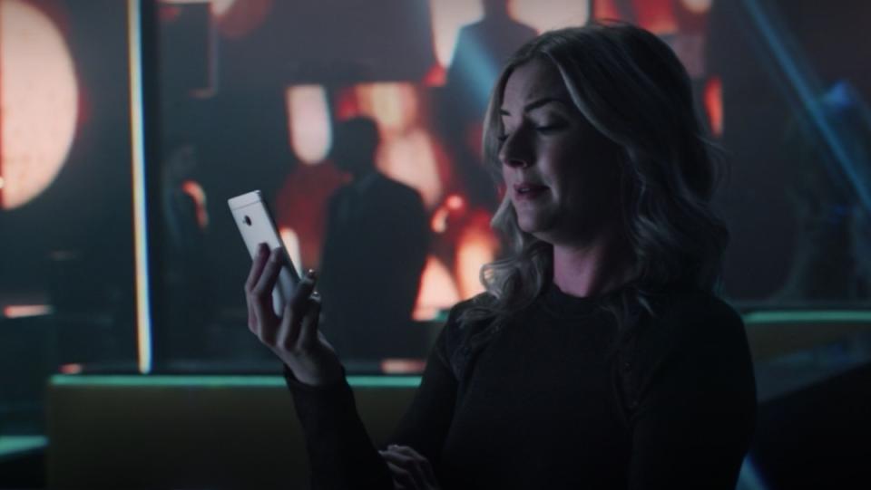 Sharon Carter looks at her cellphone on The Falcon and the Winter Soldier