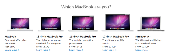 MacBook offerings in December 2007.