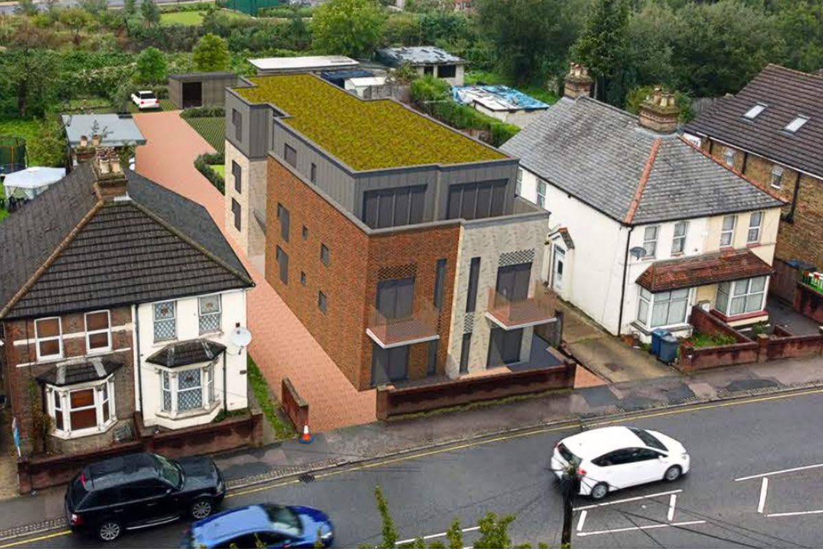 Plans for new block of flats with 'green roof' <i>(Image: Richard Clark Chartered Architects)</i>