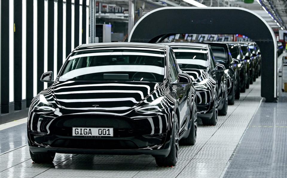 Model Y cars are pictured during the opening ceremony of the new Tesla Gigafactory for electric cars - Patrick Pleul/Pool/REUTERS