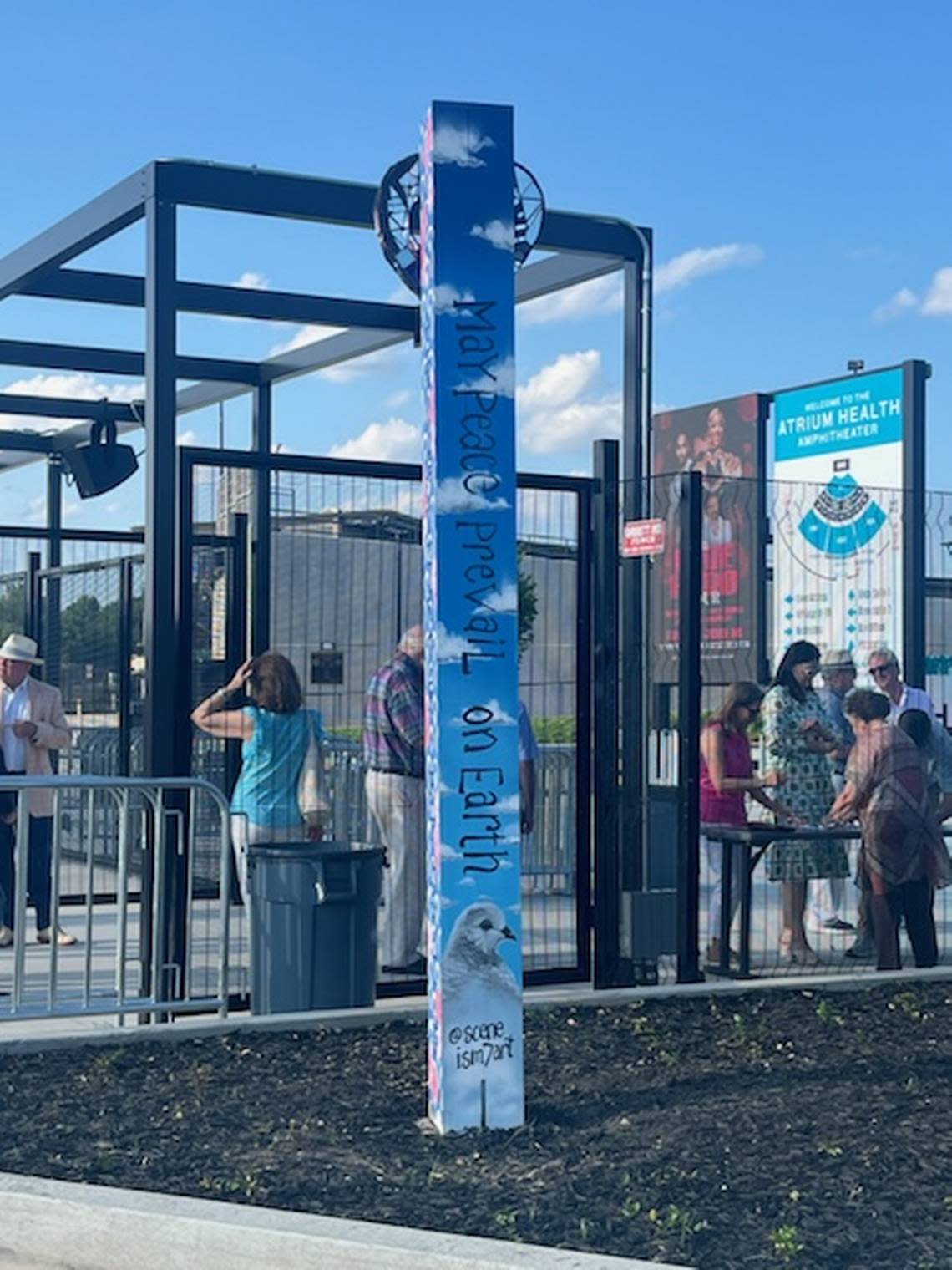 Macon’s largest entertainment center now has a new addition. In a press conference on Monday, the Atrium Health Amphitheater was gifted a Peace Pole by the Macon Rotary Club.