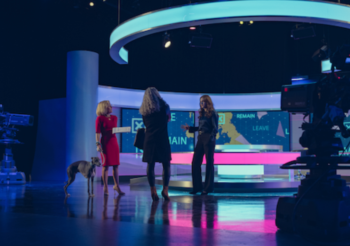 ‘Three women and a whippet’: Emily Maitlis does have a dog named Moody in real life (Netflix)