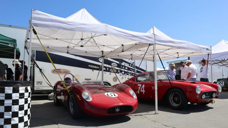 rolex monterey motorsports reunion 2023 1957 maserati 200si red