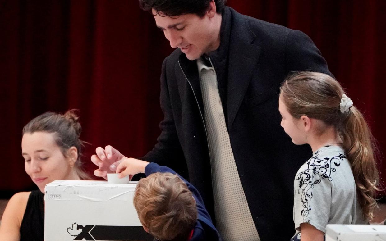 Justin Trudeau casts his vote in Montreal - REUTERS