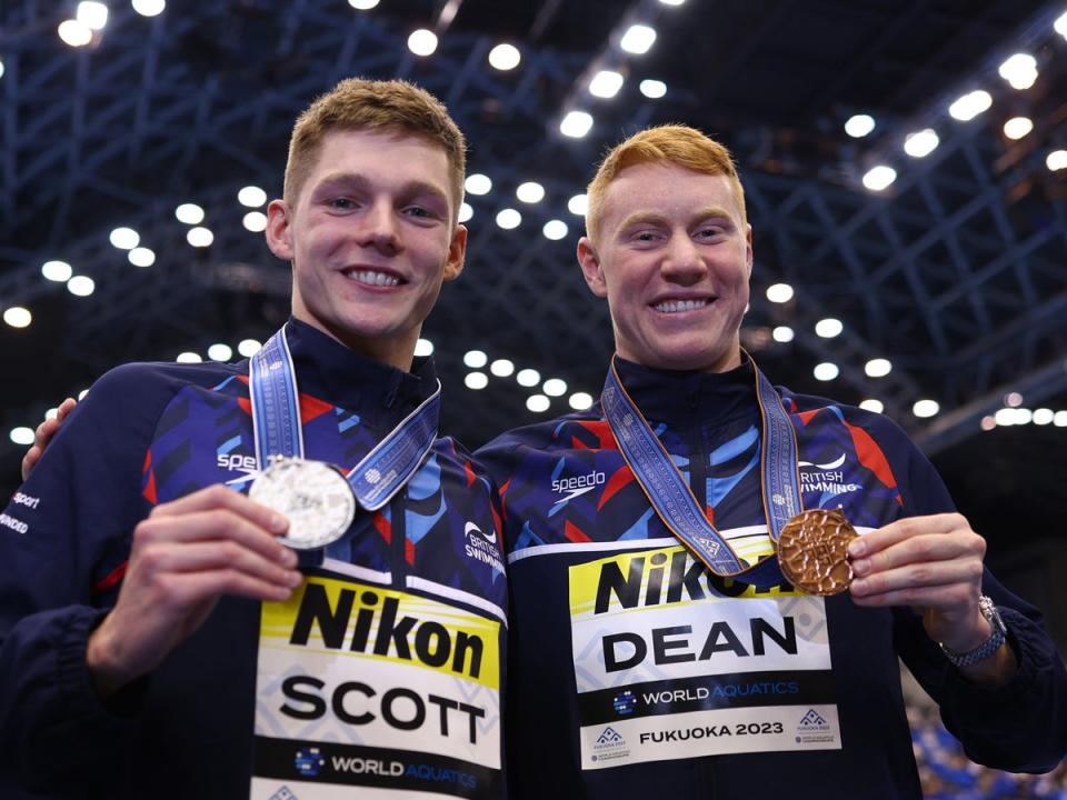 Duncan Scott and Tom Dean at Fukuoka after the Men's 200m Individual Medley final (Getty)