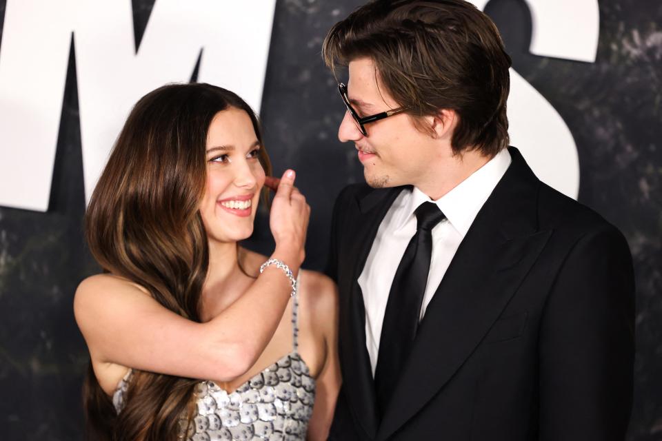 Millie Bobby Brown and Jake Bongiovi attend the premiere of the Netflix film "Damsel" in New York City on March 1.