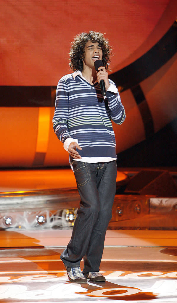 Sanjaya Malakar performs as one of the top 12 contestants on the 6th season of American Idol.