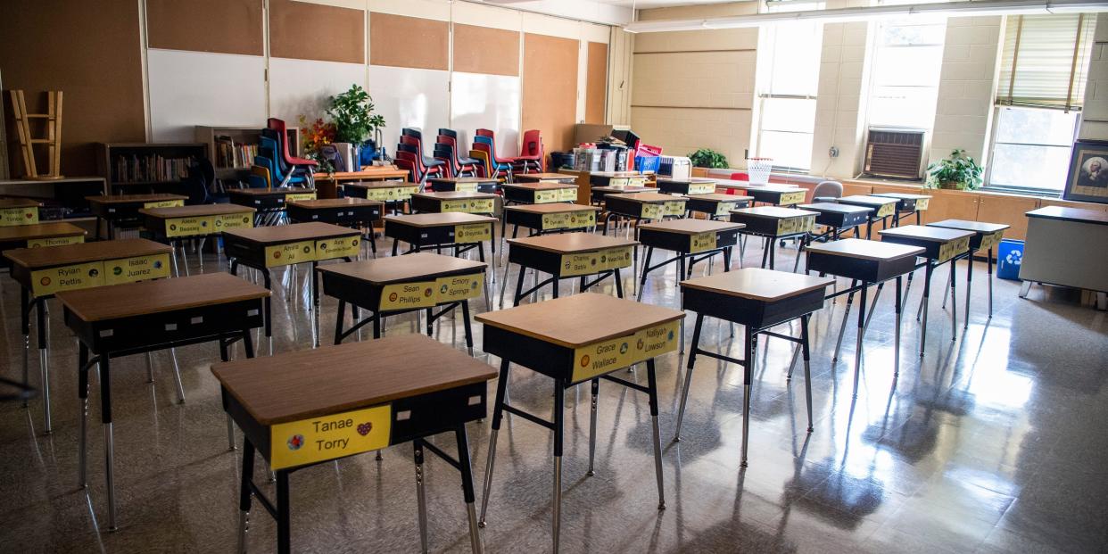 school closure empty classroom