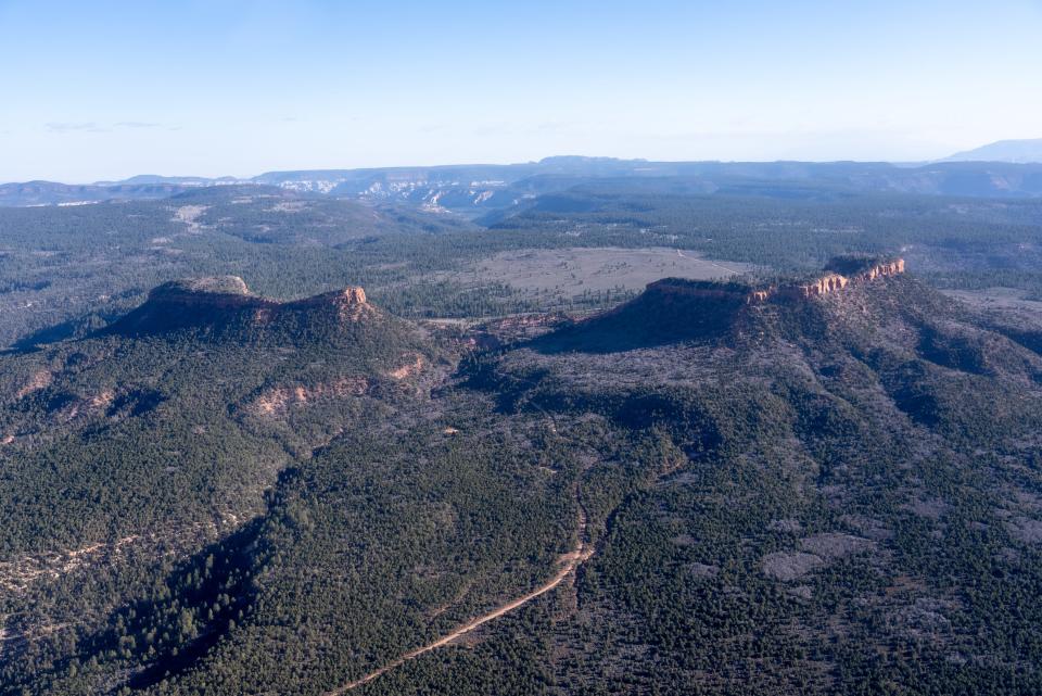 A view of Bears Ears Buttes within Bears Ears National Monument, Utah on April 5, 2022.