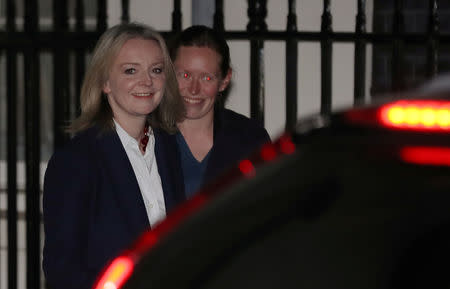 Britain's Chief Secretary to the Treasury Liz Truss leaves after the meeting with Britain's Prime Minister Theresa May at 10 Downing Street in London, Britain, November 13, 2018. REUTERS/Simon Dawson