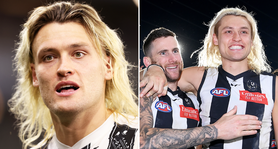 Pictured left Darcy Moore and right with Jeremy Howe 