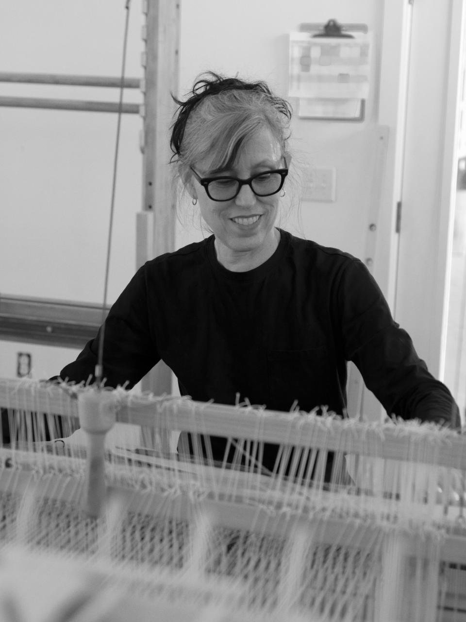 Zittel at her loom.