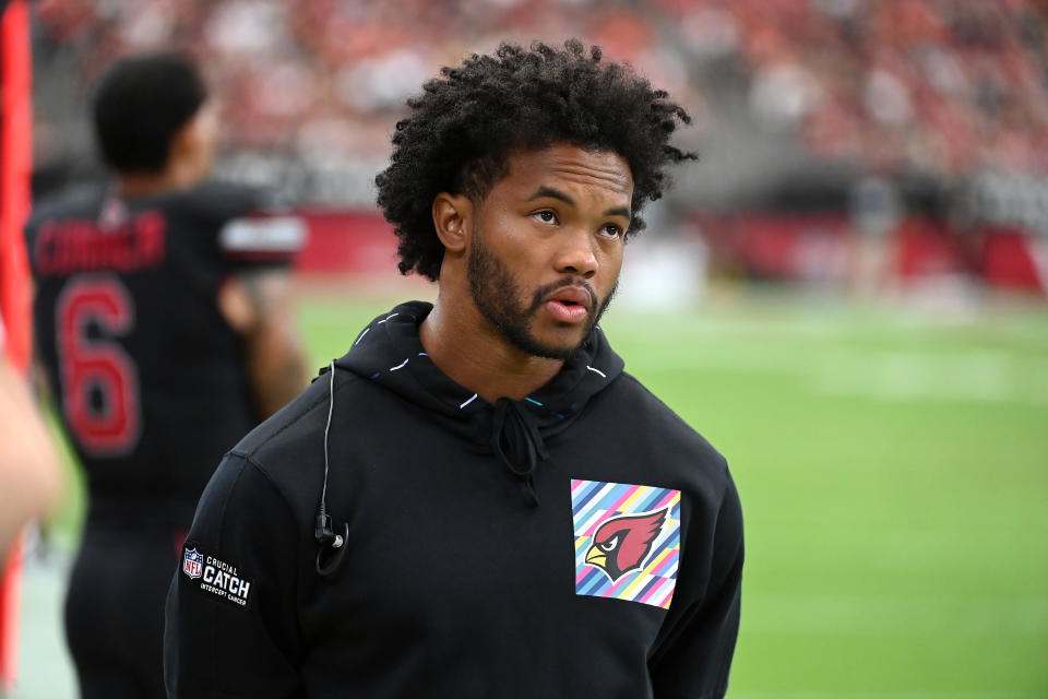 Kyler Murray was removed from the Arizona Cardinals' injury report on Thursday. (Photo by Norm Hall/Getty Images)